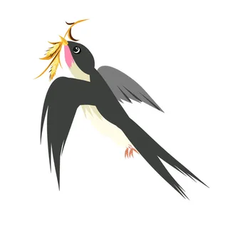 水彩手绘春季春天柳树柳条枝条小鸟小燕子元素PSD设计素材PNG图片