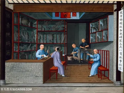 古代古董集市贸易场景绘画图片 古代古董集市贸易场景绘画图片