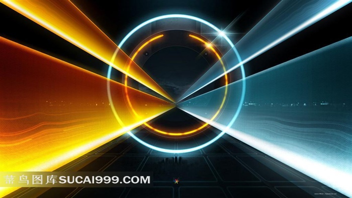 放射黄蓝光芒的圆环电影创战记海报