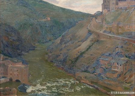 河流山脉高清油画