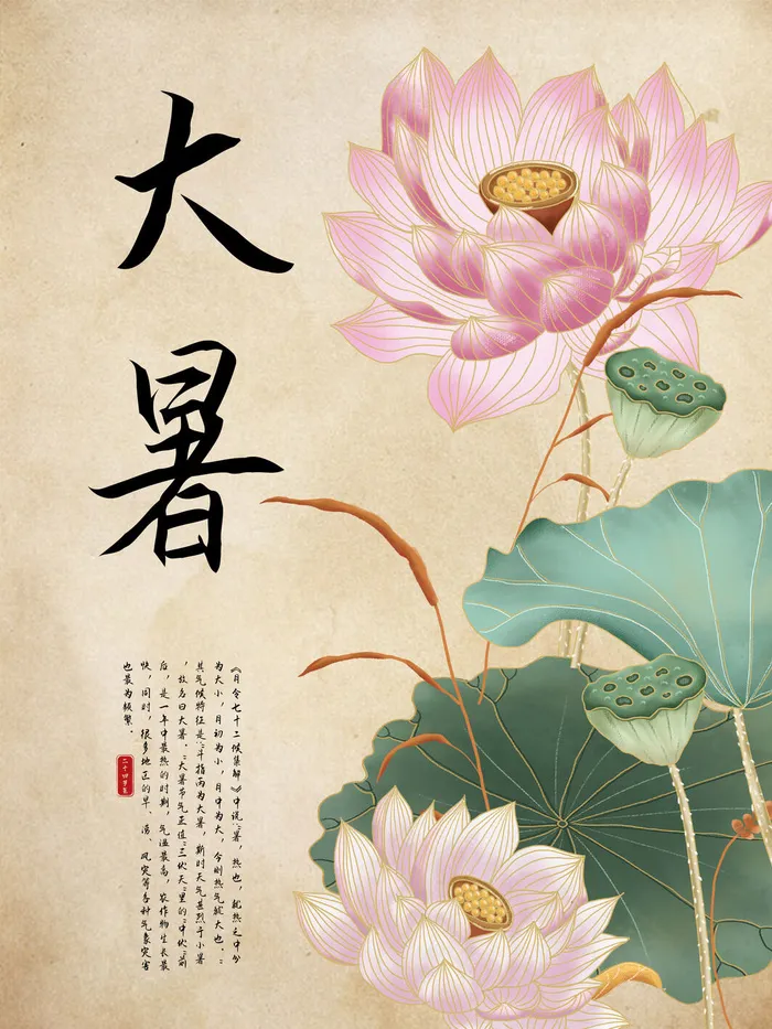 传统节日大暑海报psd模版下载