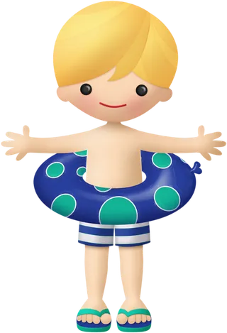 男孩游泳卡通