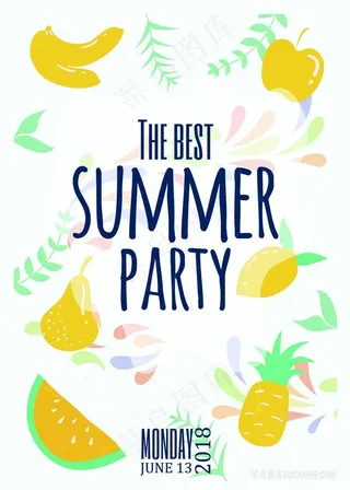 水果西瓜菠萝艺术插画