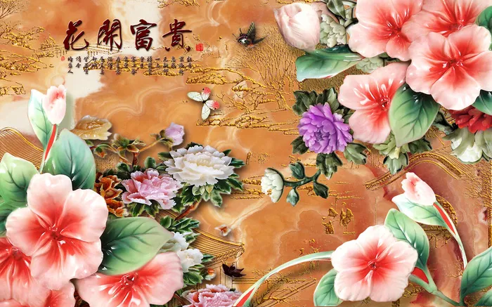 雕塑玉雕背景风景psd模版下载