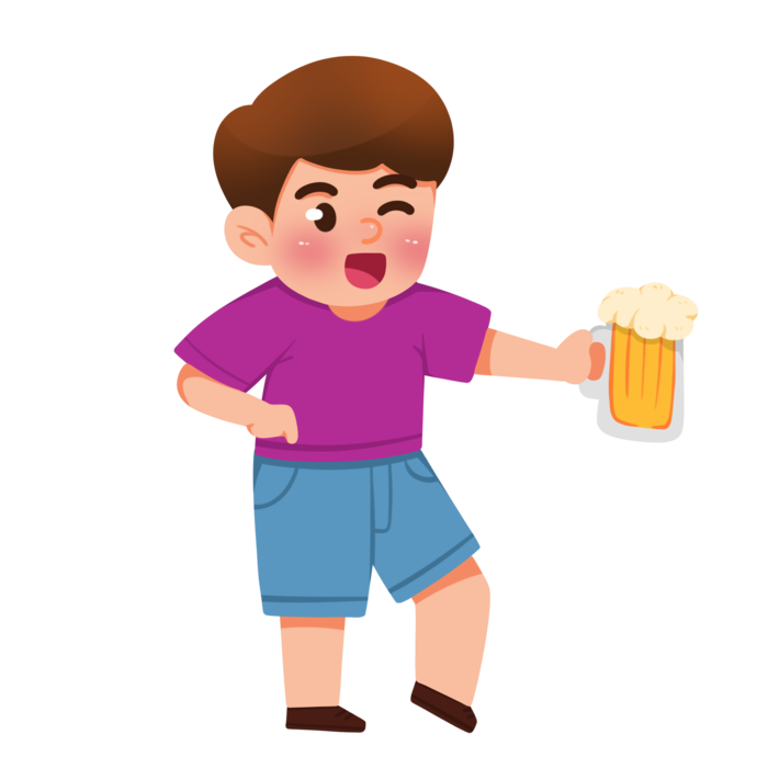 卡通可爱啤酒节干杯庆祝人物元素插画