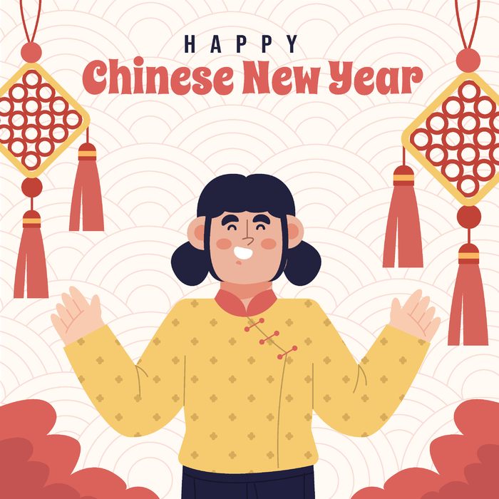 新年虎年中国风人物插画