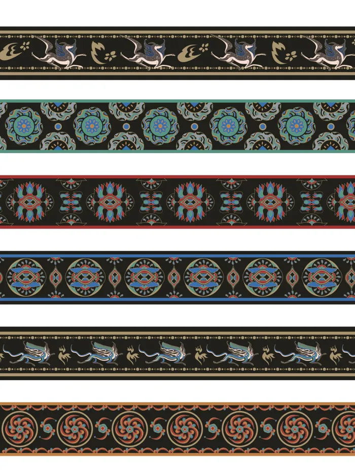 复古中式国潮风敦煌花纹装饰图案花卉藻井肌理圆形边框AI素材ai矢量模版下载