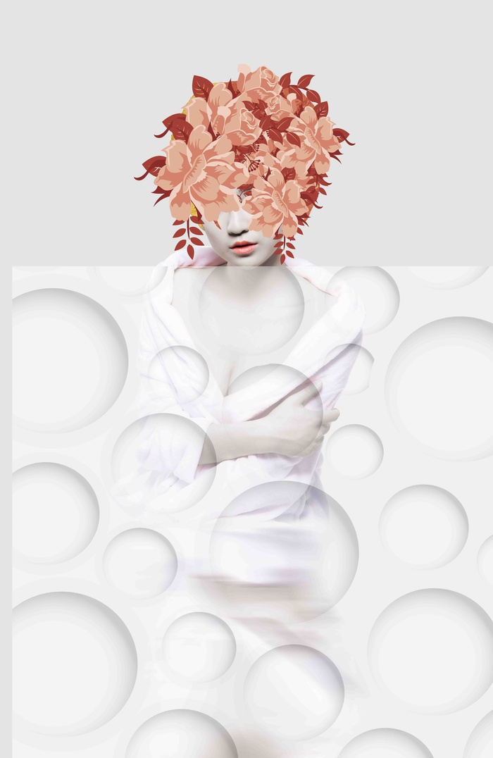 北欧美女装饰画psd模版下载
