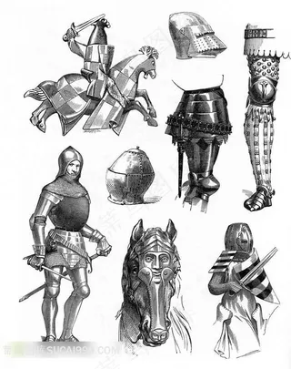 手绘武士战马高清素材