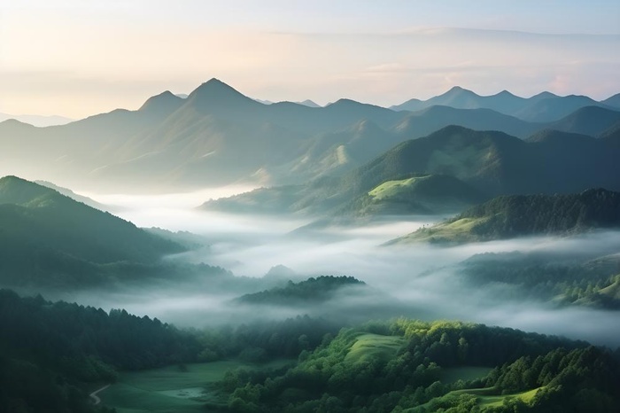 山脉树林高空摄影