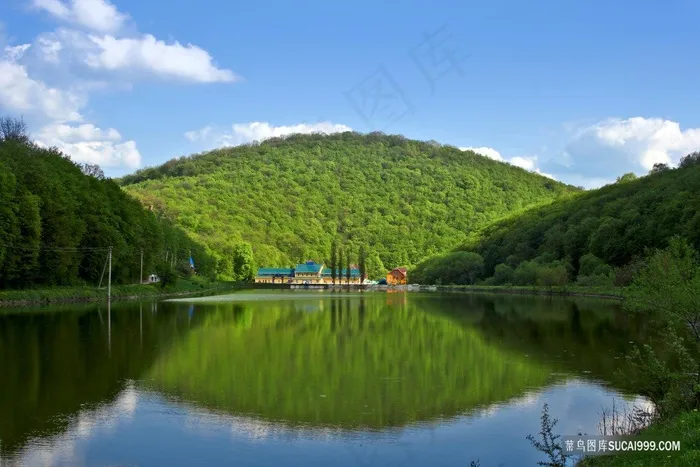 江南水乡 青山绿水 湖水 碧海蓝天 云朵 白云 自然景观 小清新