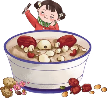 腊八元素-卡通腊八节腊八粥艺术字体八宝粥PNG免扣腊八海报装饰插画PNG素材