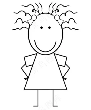 卡通女孩线条简笔画图片