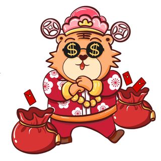 中国风2022虎年元旦新年卡通老虎形象装饰元素插画ps素材