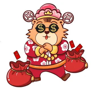 中国风2022虎年元旦新年卡通老虎形象装饰元素插画ps素材