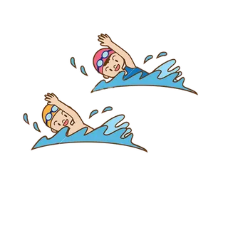 游泳卡通简笔