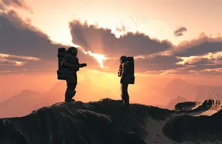 创意宇航员与星球创意素材