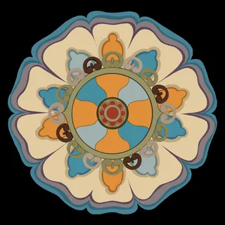 复古中式国潮风敦煌花纹装饰图案花卉藻井肌理圆形边框素材