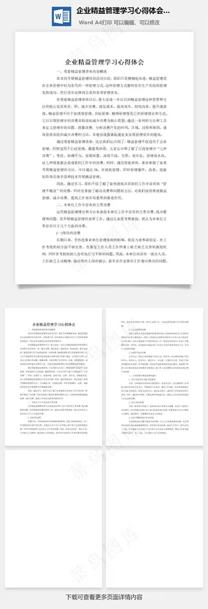 企业精益管理学习心得体会word文档
