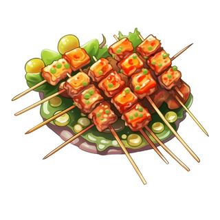 烧烤烤肉串插画免抠