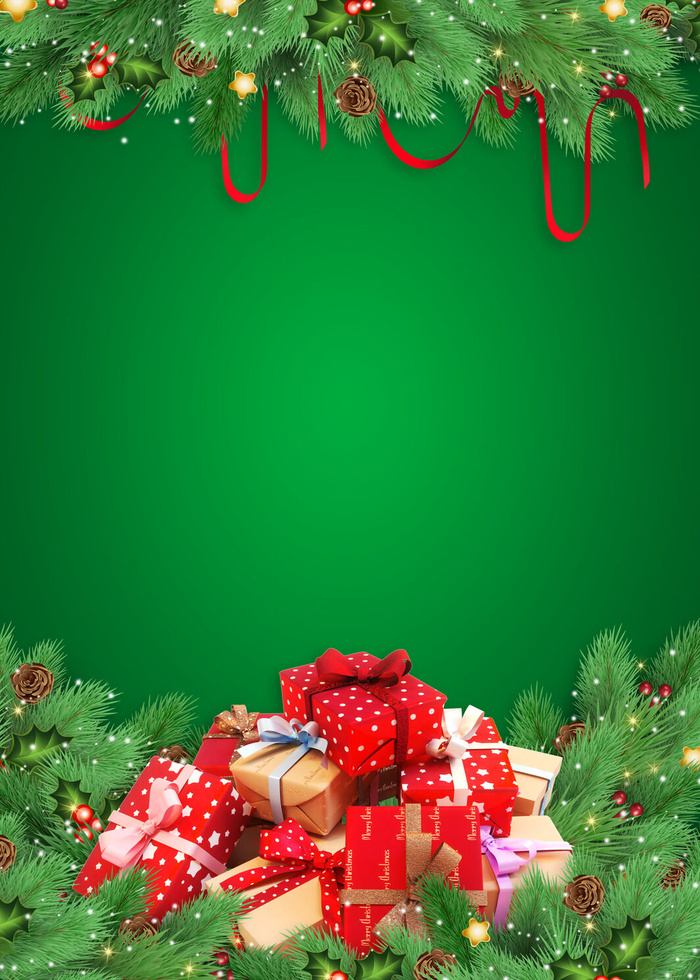 圣诞节礼盒绿色背景