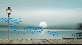 水墨山水海滩沙滩背景