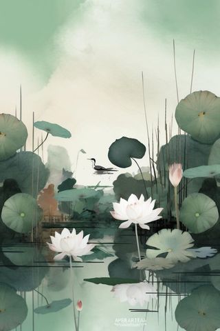 中国风水墨蜻蜓荷花节气背景