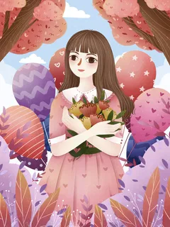 大气妇女节女神女王女生母亲节卡通手绘插图插画海报素材设计模板