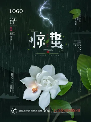 24二十四节气中国风创意惊蛰节日宣传海报模板PSD设计素材