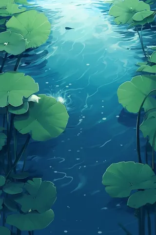 荷叶清新中国风背景