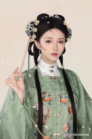 清纯古风绿装小清新美女图片