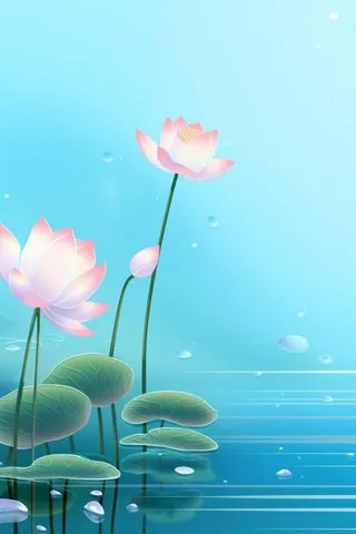 创意淡雅简约国风荷花国潮背景