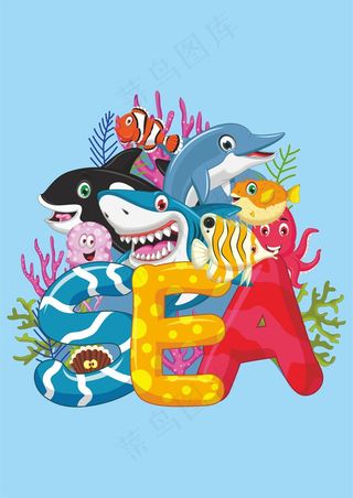 海底世界 海洋生物 大白鲨 小丑鱼