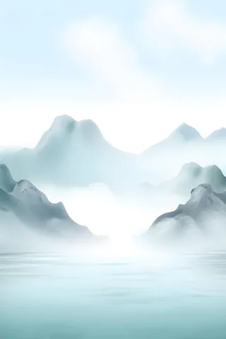 青色山间河水背景