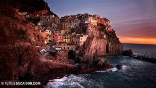 晚霞别墅海景壁纸