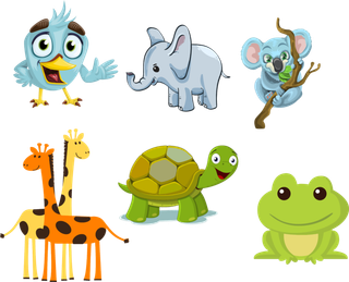 考拉 动物 鸟 大象 乌龟 青蛙 卡通 长颈鹿