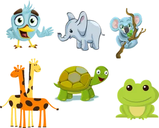 考拉 动物 鸟 大象 乌龟 青蛙 卡通 长颈鹿