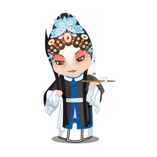 卡通京剧戏剧人物脸谱插画PNG图片 国潮中国风Q版戏剧人物PS素材