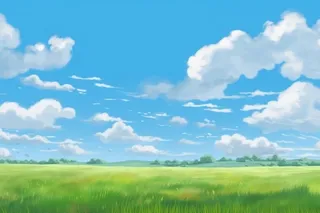 春天的蓝天白云草原很美背景图