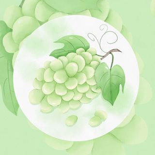 简约创意小清新青葡萄水彩插画