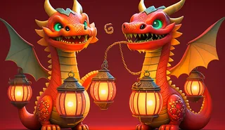 节日，喜庆，龙，红色，灯笼
