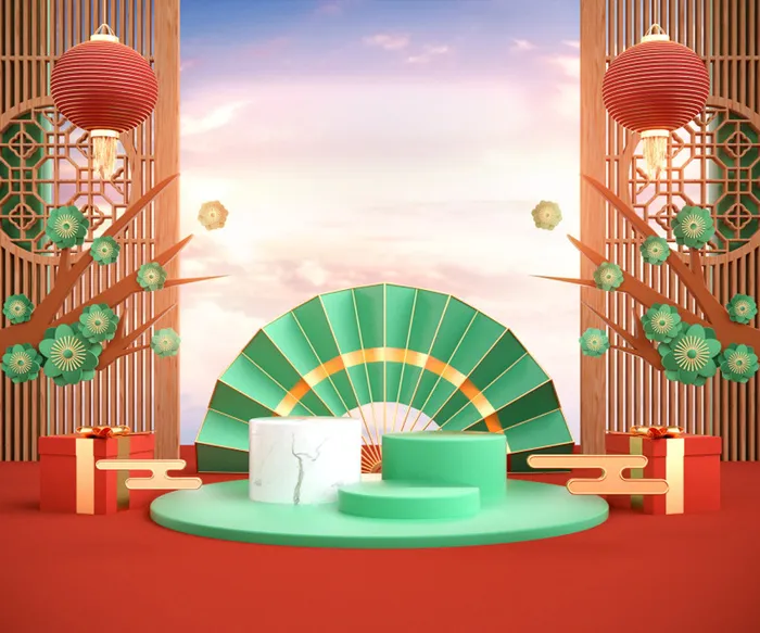 中国风古典背景红色喜庆新年主图背景psd模版下载