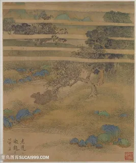 画家陈洪绶杂画图册仿赵千里笔国画图片 画家陈洪绶杂画图册仿赵千里笔国画图片