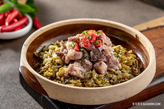 捞菜排骨美食图片