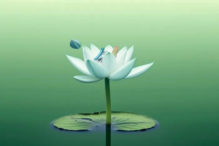 清新浅绿色荷花节气背景