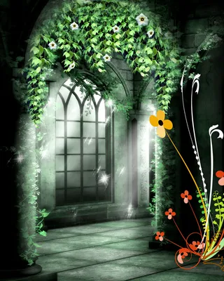 水彩油画花卉绿色空间背景