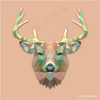 矢量麋鹿鹿头插画