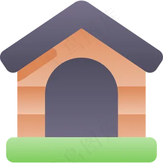 卡通狗屋元素图标免扣