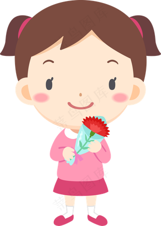 母亲节女孩鲜花祝福矢量图片