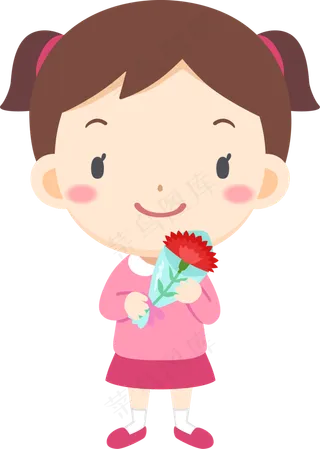母亲节女孩鲜花祝福矢量图片